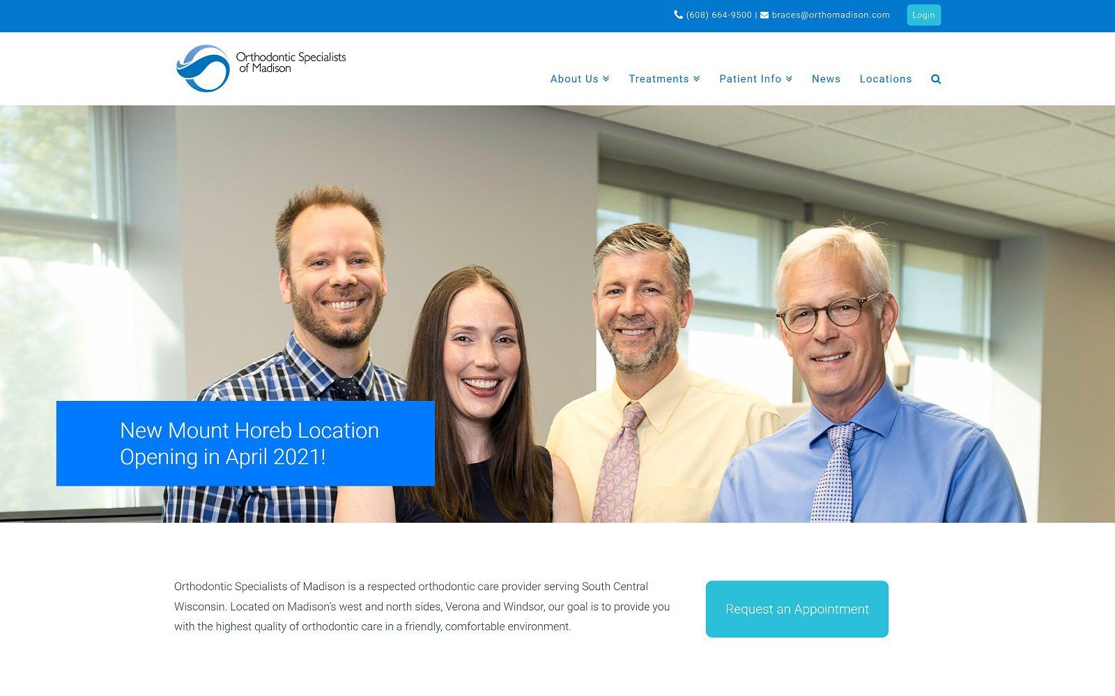 The screenshot of orthodontic specialists of madison website