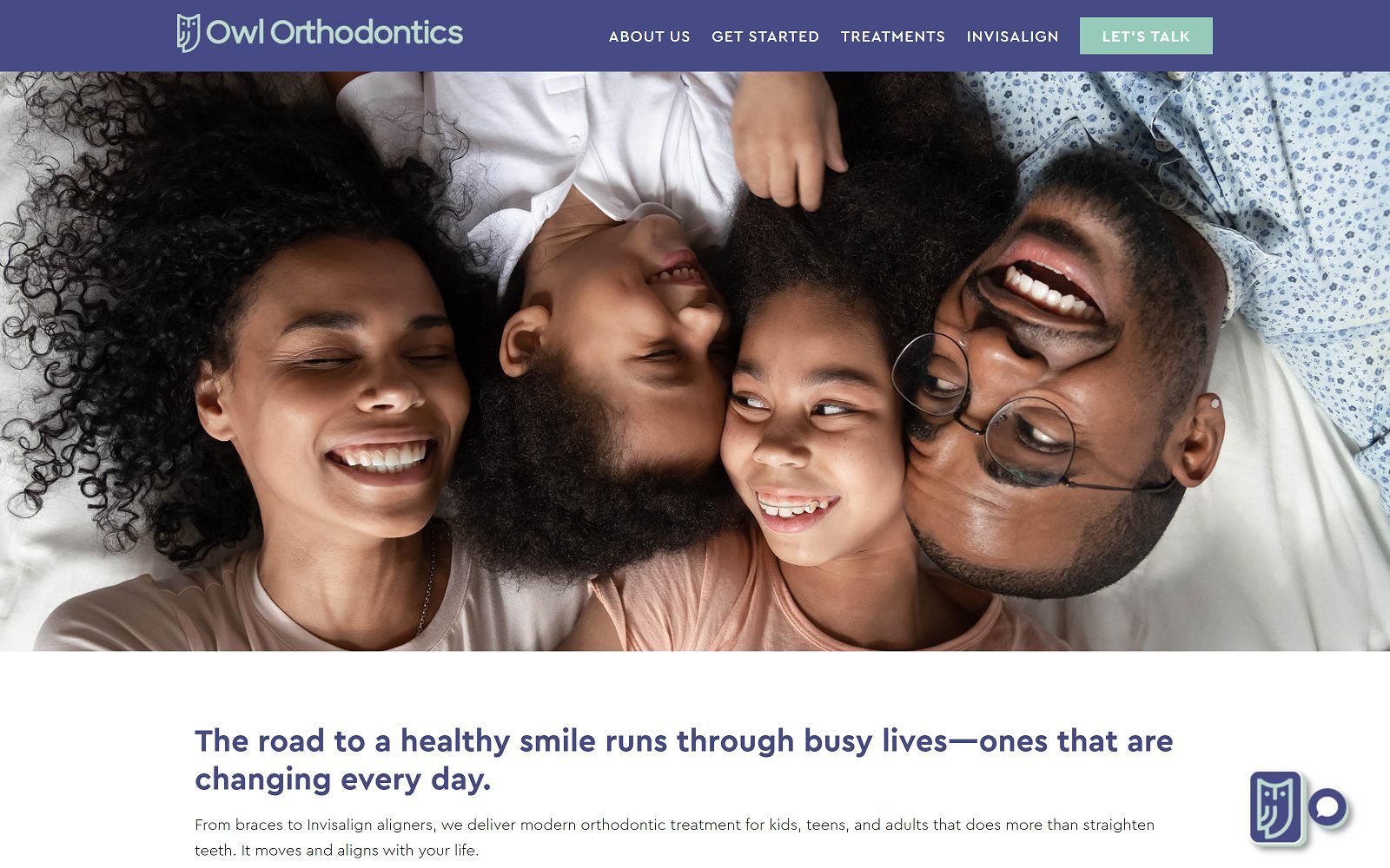 The screenshot of owl orthodontics amherst website