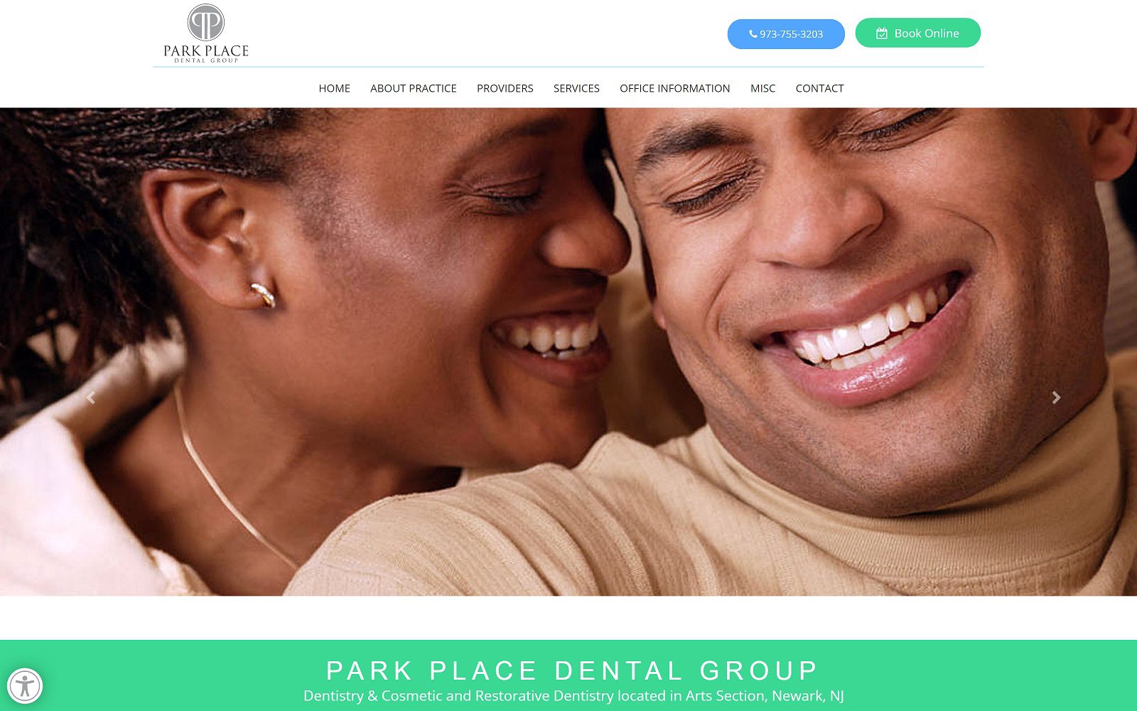 The screenshot of park place dental group website