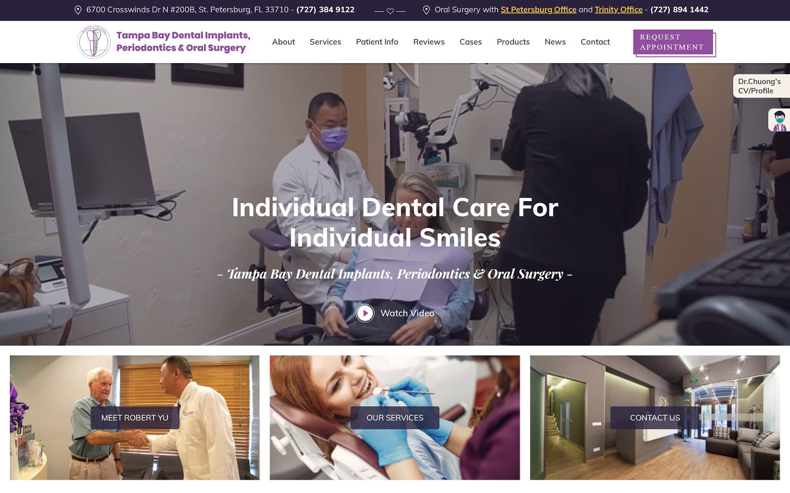 The screenshot of tampa bay maxillofacial surgery dr. Robert j. Yu website