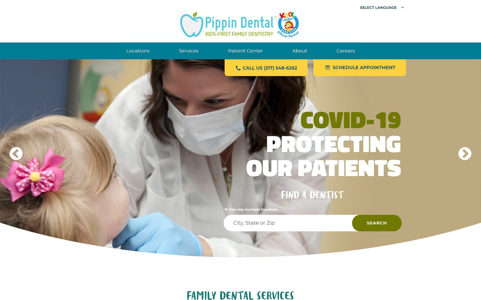 The screenshot of pippin dental & braces website