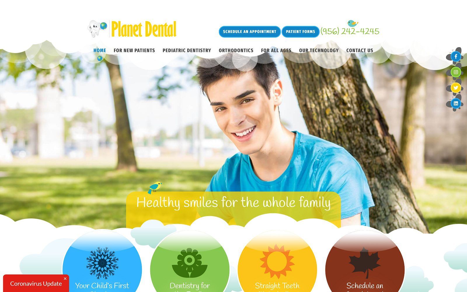 The screenshot of planet dental & orthodontics website