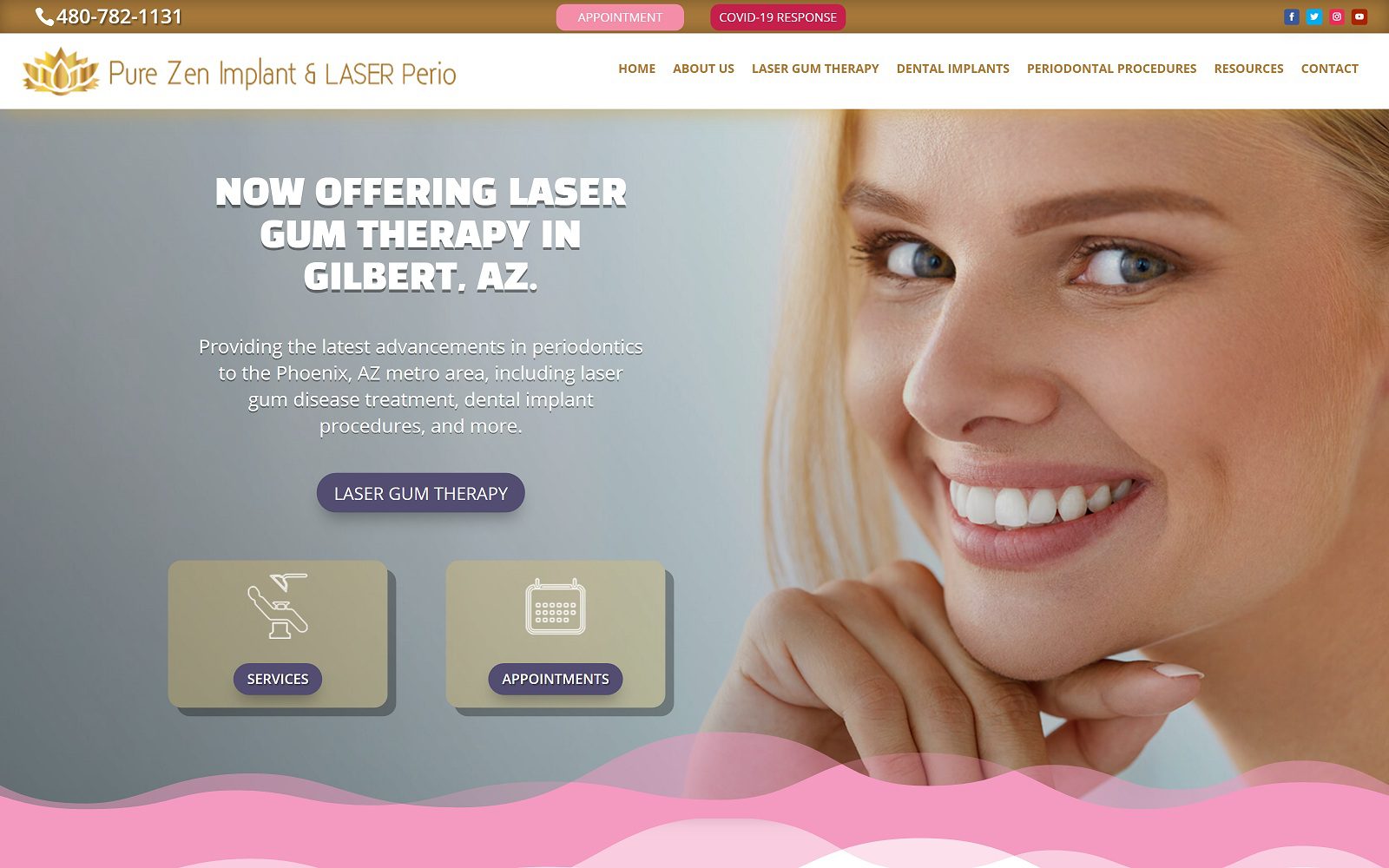 The screenshot of pure zen implant & laser perio (elizabeth m. Tandy, dmd, ms) website