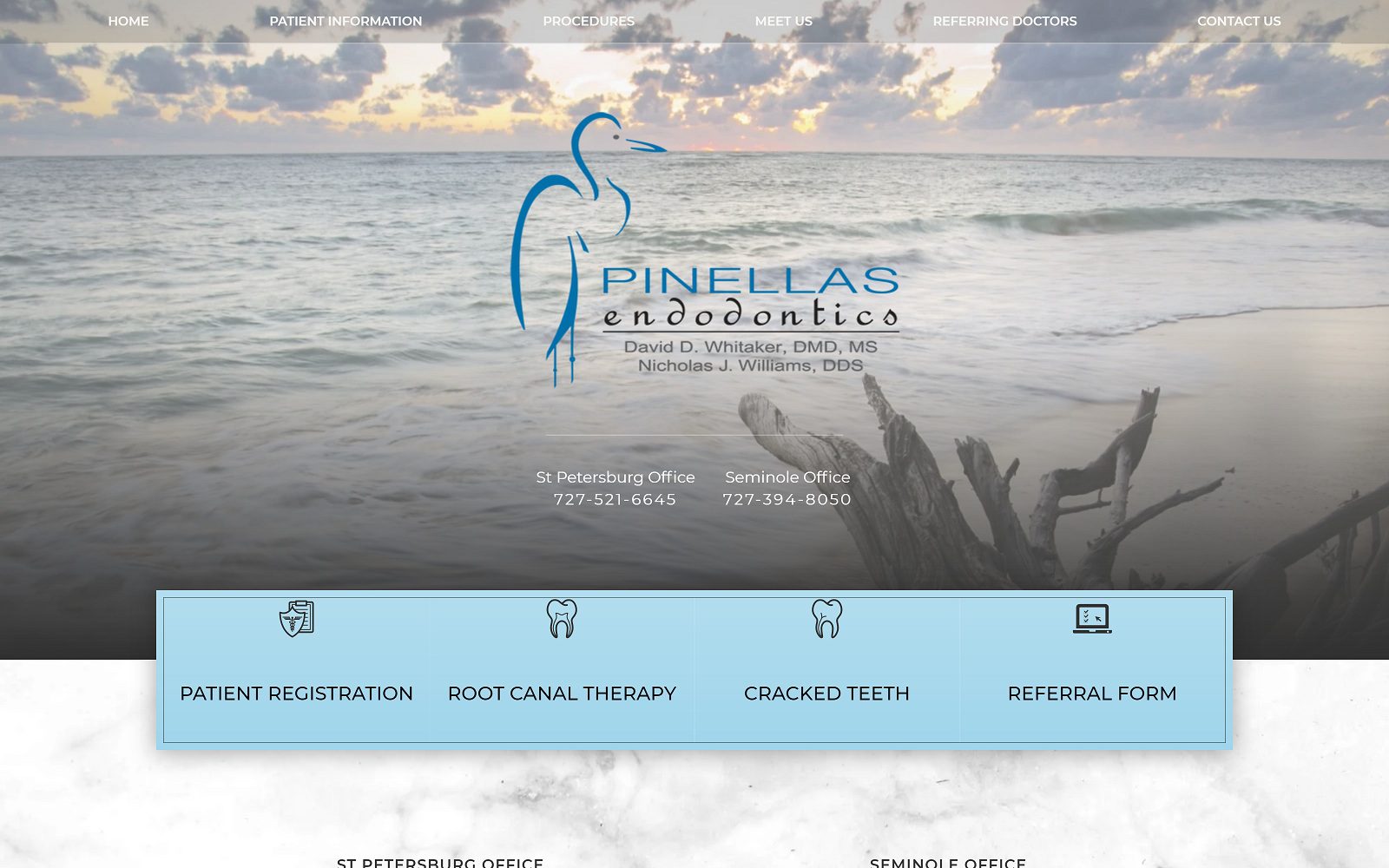 The screenshot of pinellas endodontics, pa website