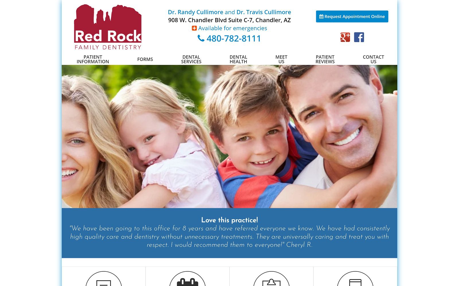 The screenshot of red rock family dentistry website