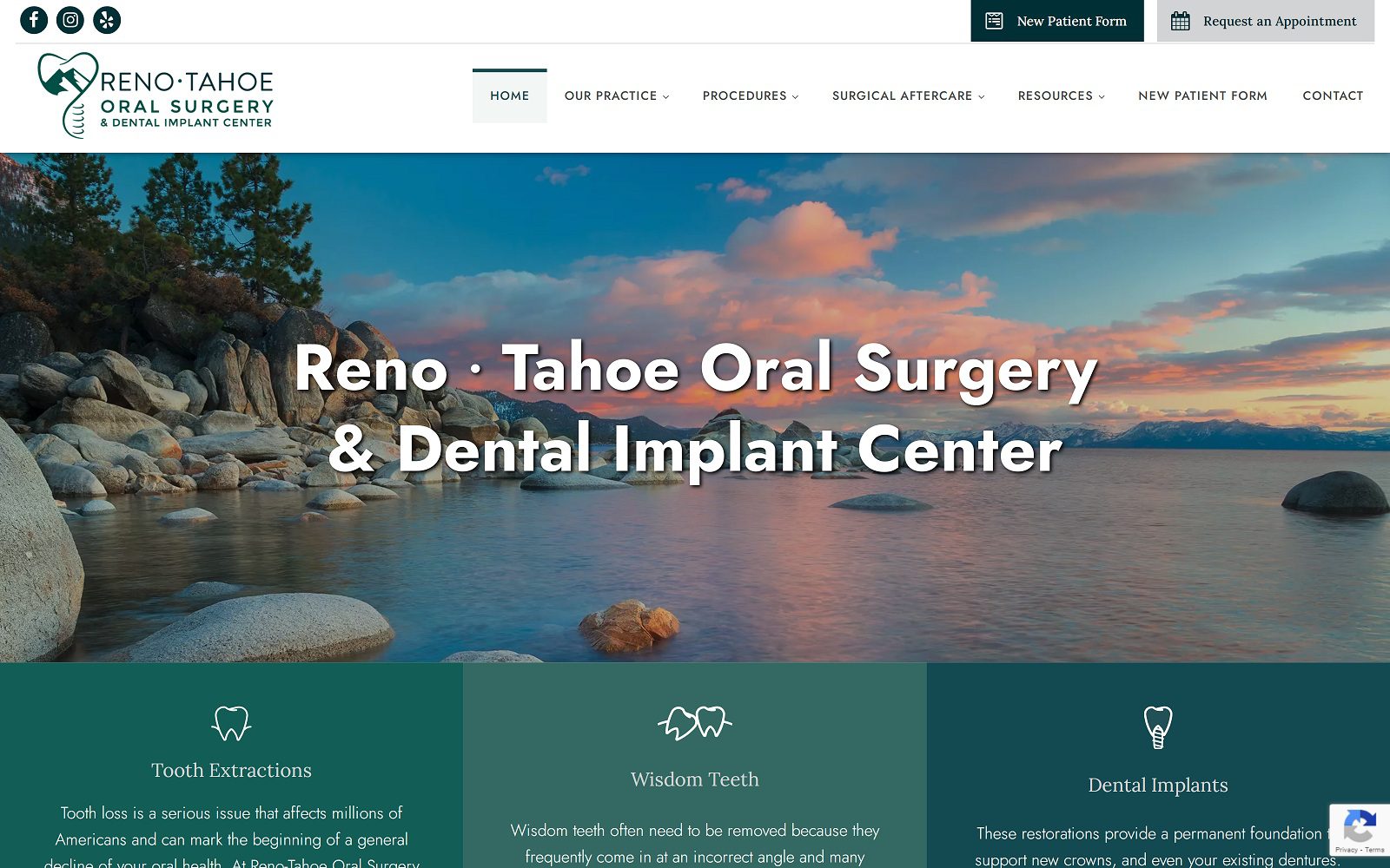 The screenshot of reno-tahoe oral surgery and dental implant center dr. Scott m. Redlinger website