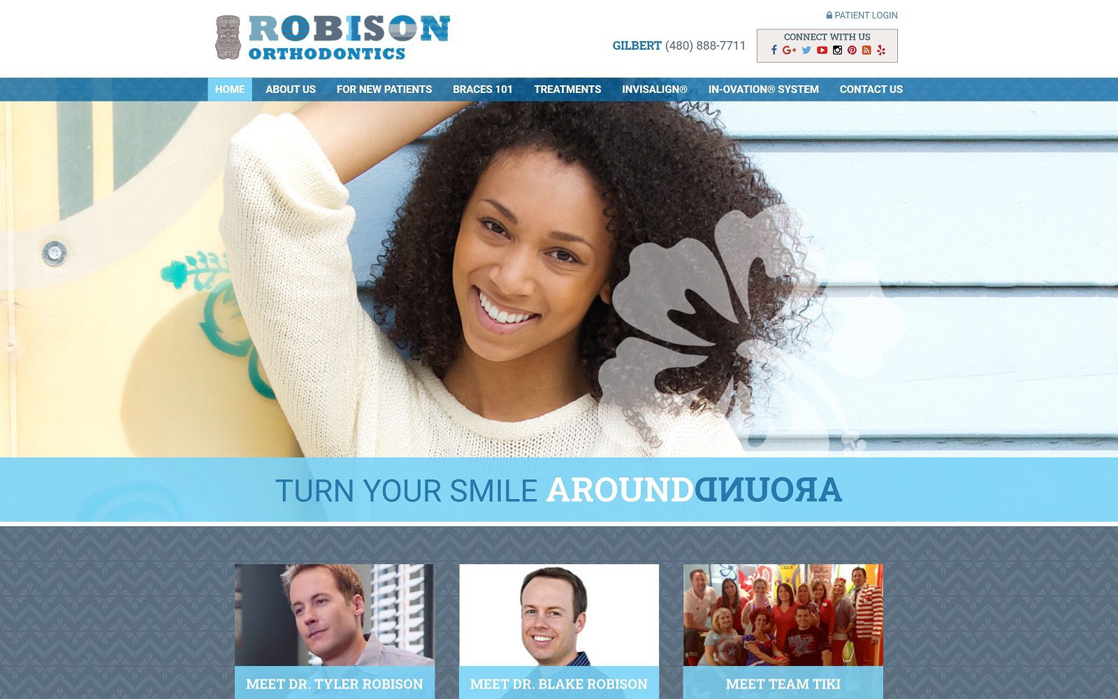 The screenshot of robison orthodontics website