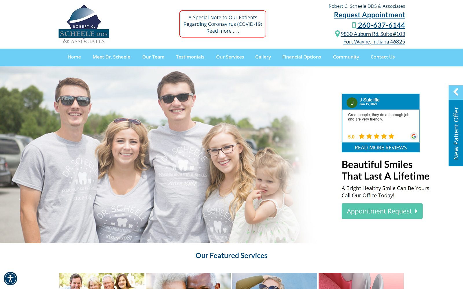 The screenshot of robert c. Scheele, dds website