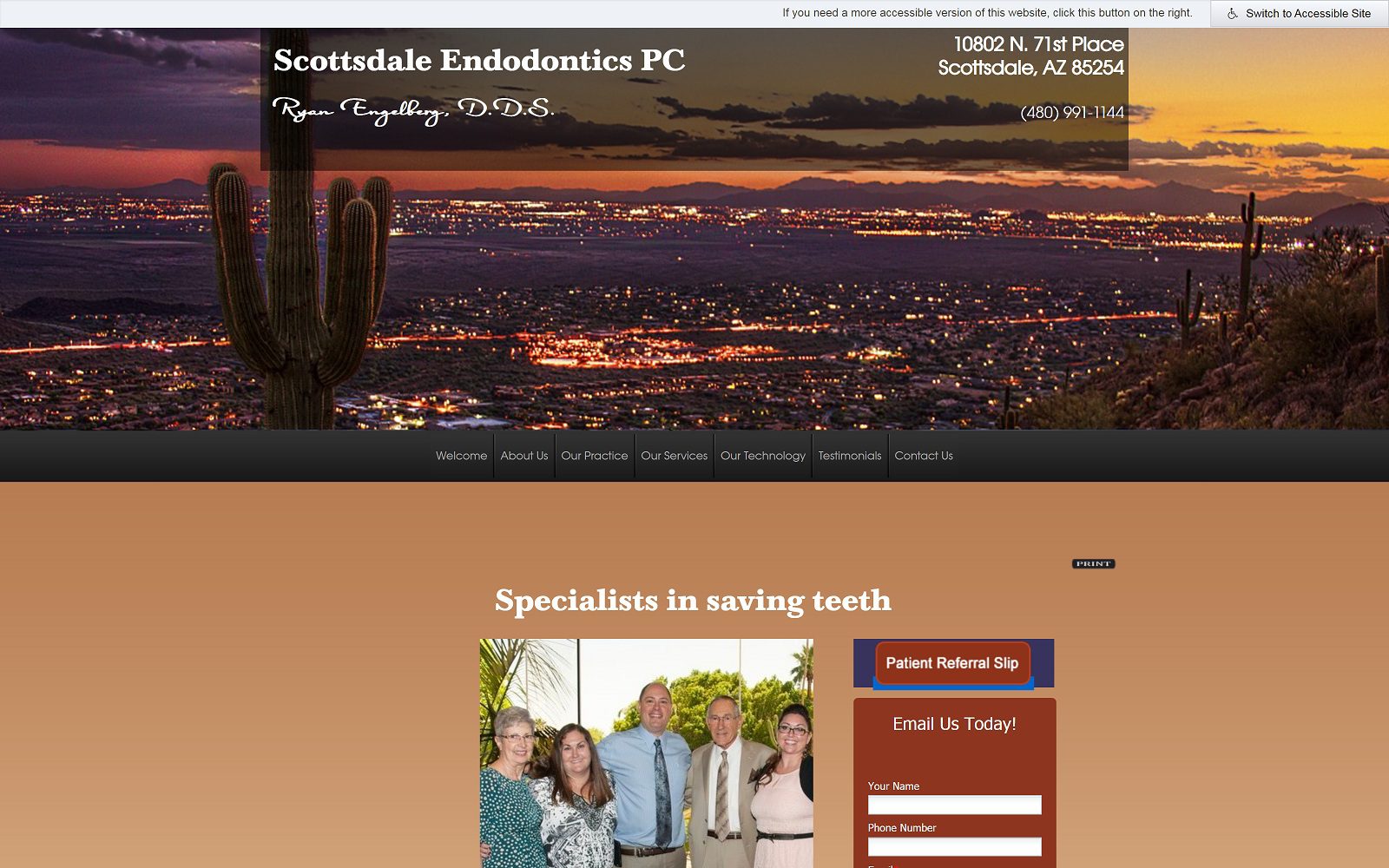 The screenshot of scottsdale endodontics pc website