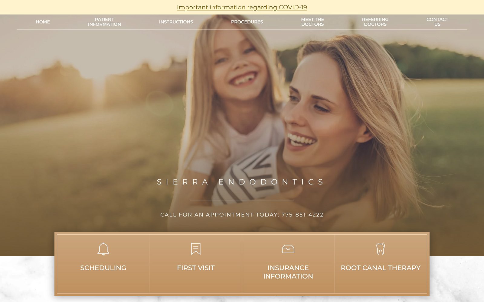 The screenshot of sierra endodontics website