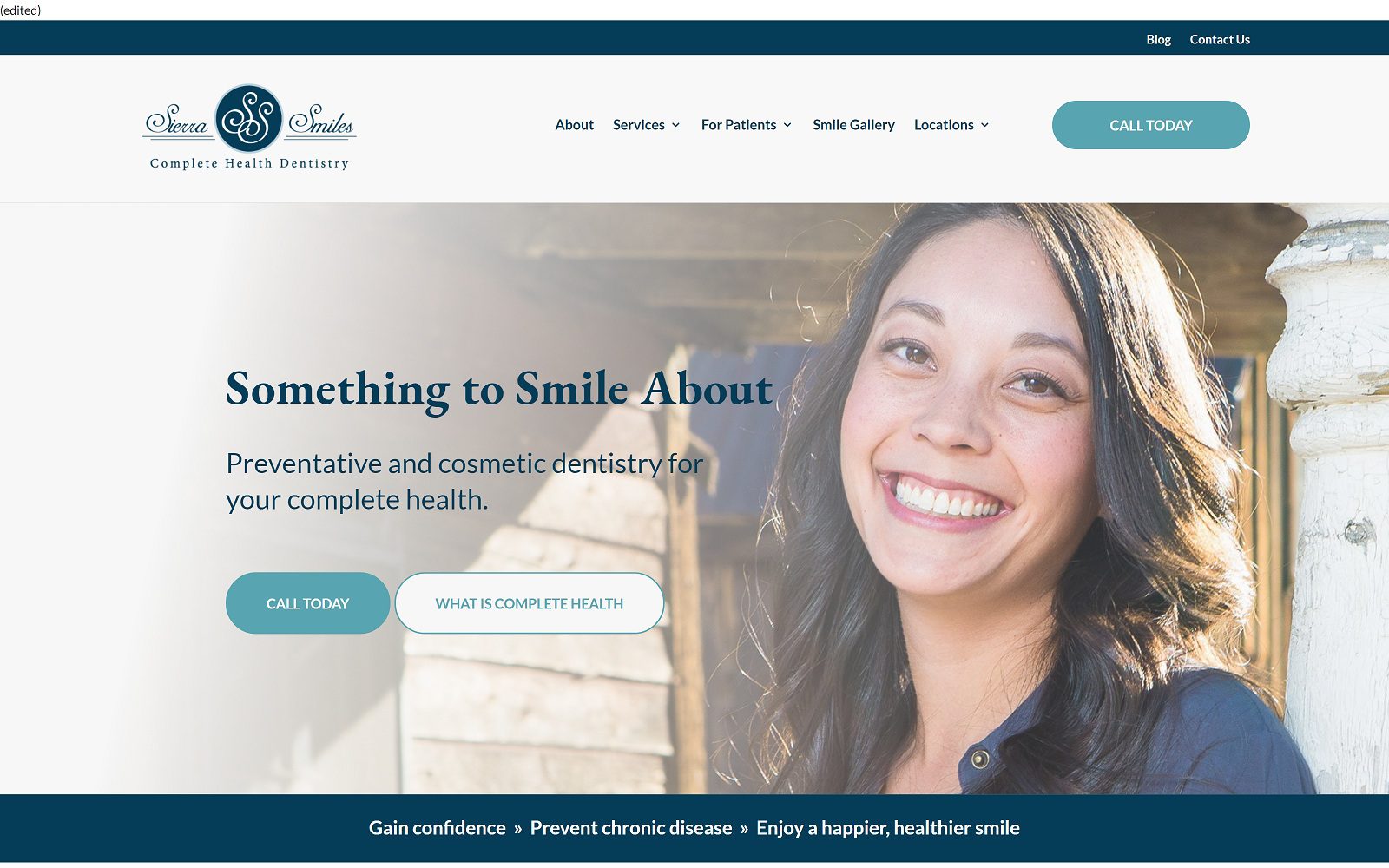 The screenshot of sierra smiles website