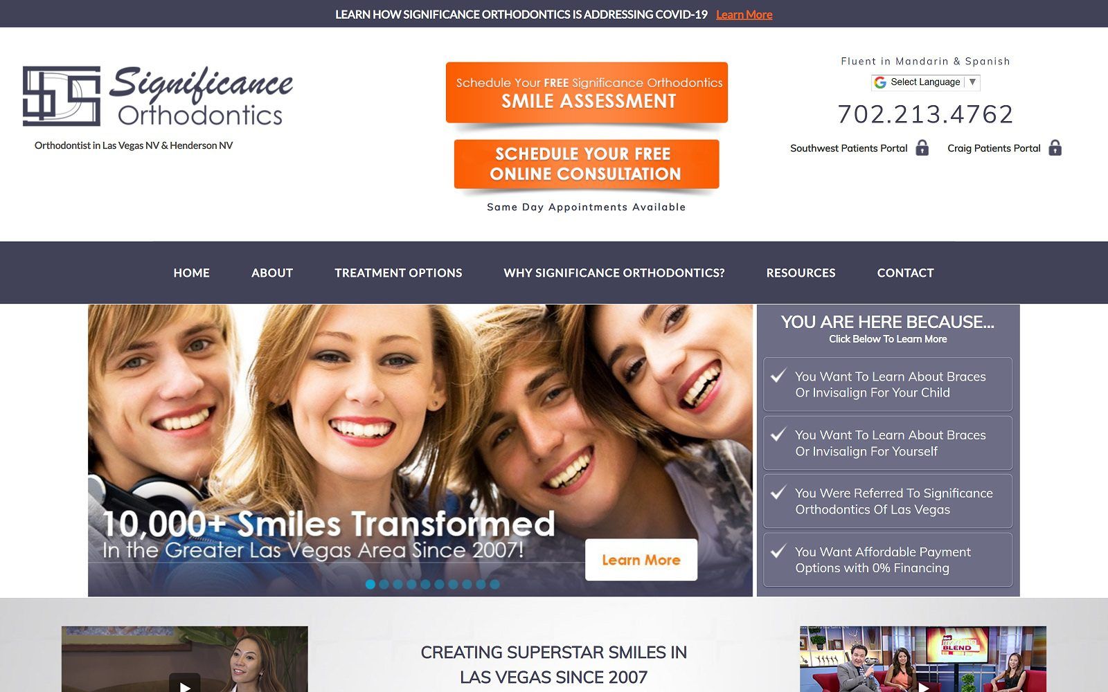 The screenshot of significance orthodontics website