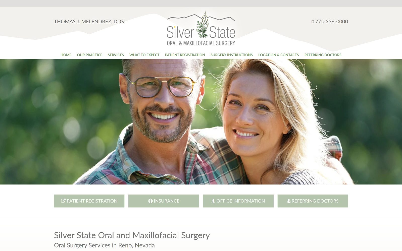 The screenshot of silver state oral & maxillofacial surgery dr. Thomas j. Melendrez website