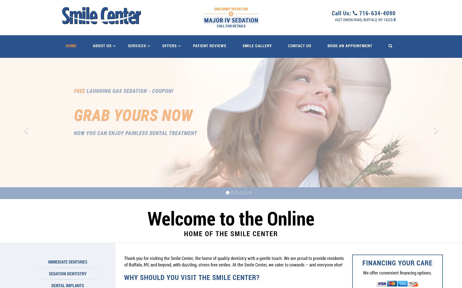 The screenshot of smile center website