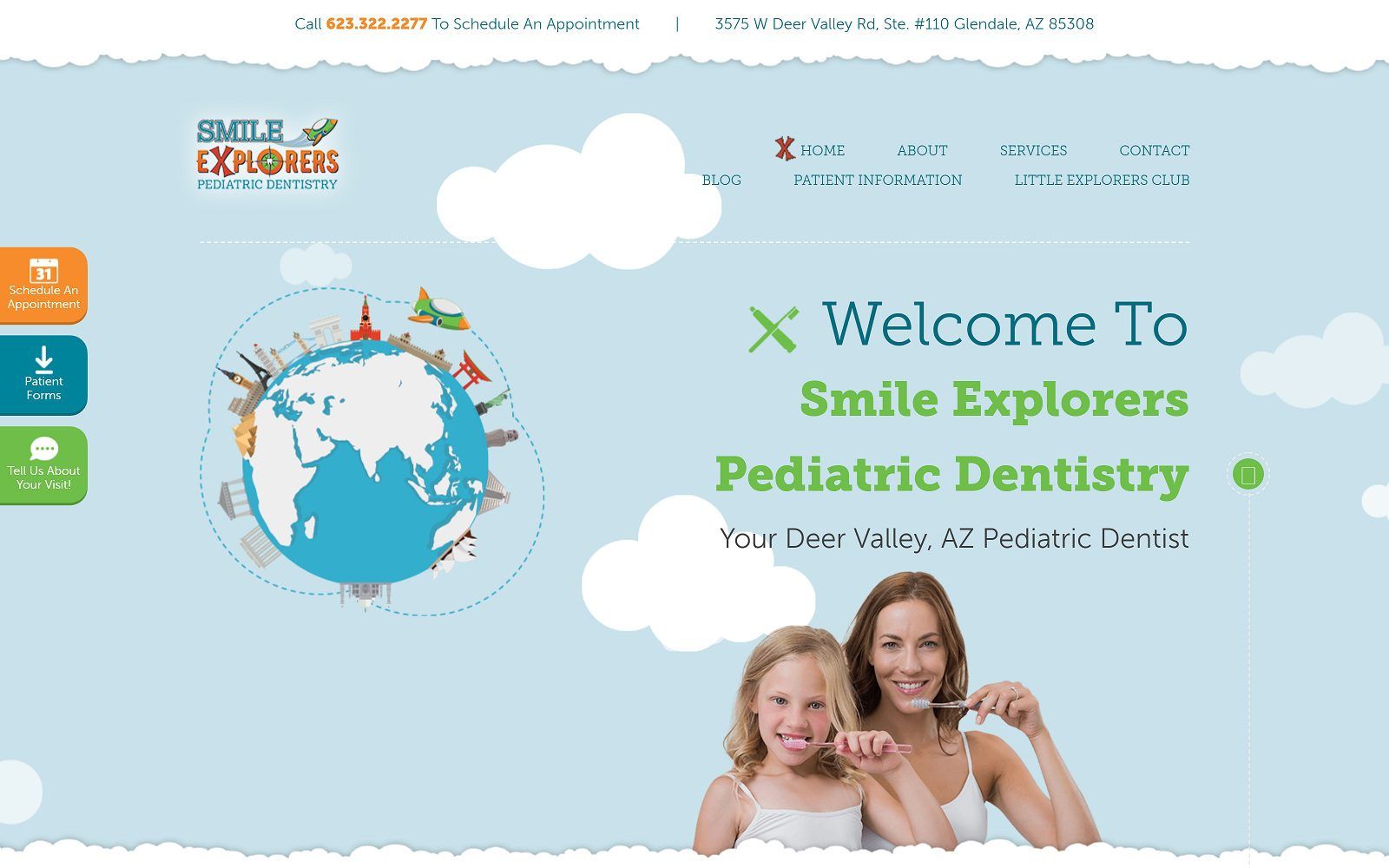 The screenshot of smile explorers pediatric dentistry website