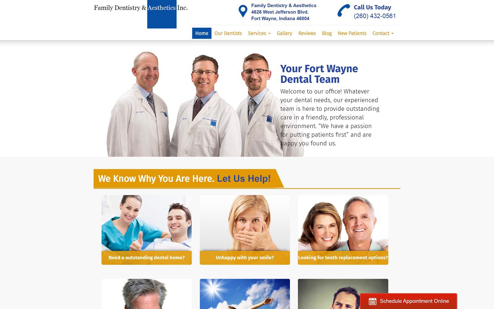 The screenshot of family dentistry & aesthetics - fort wayne website