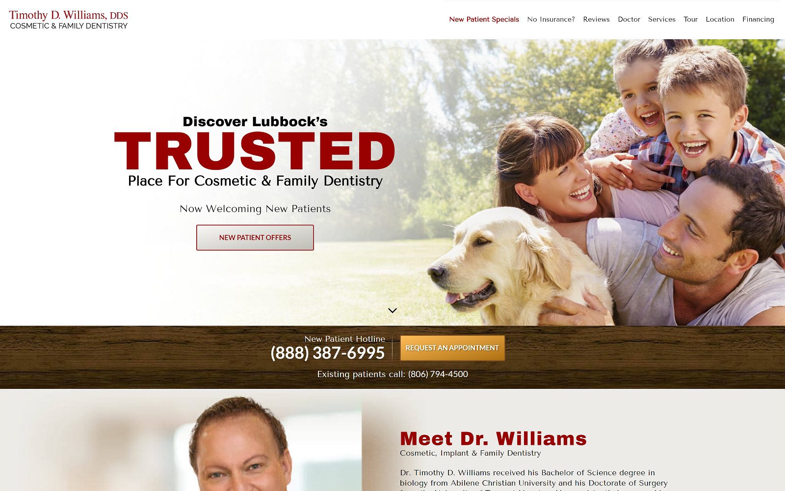 The screenshot of williams timothy d dds website