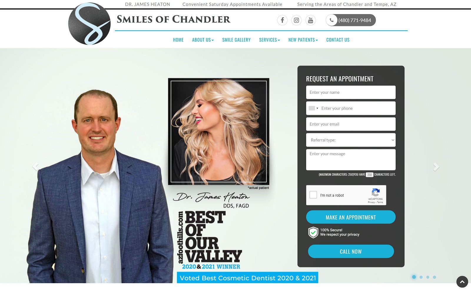 The screenshot of smiles of chandler dr. James heaton website