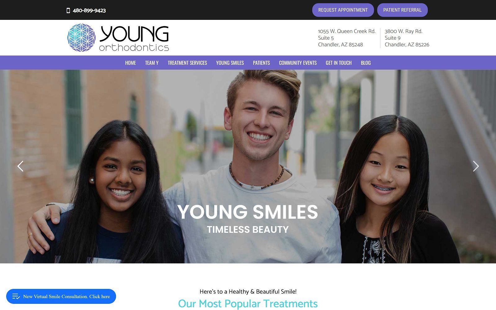 The screenshot of young orthodontics dr. Aubrey young website