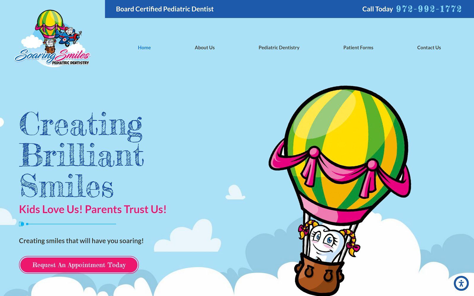 The screenshot of soaring smiles pediatric dentistry dr. Jonathan smith website