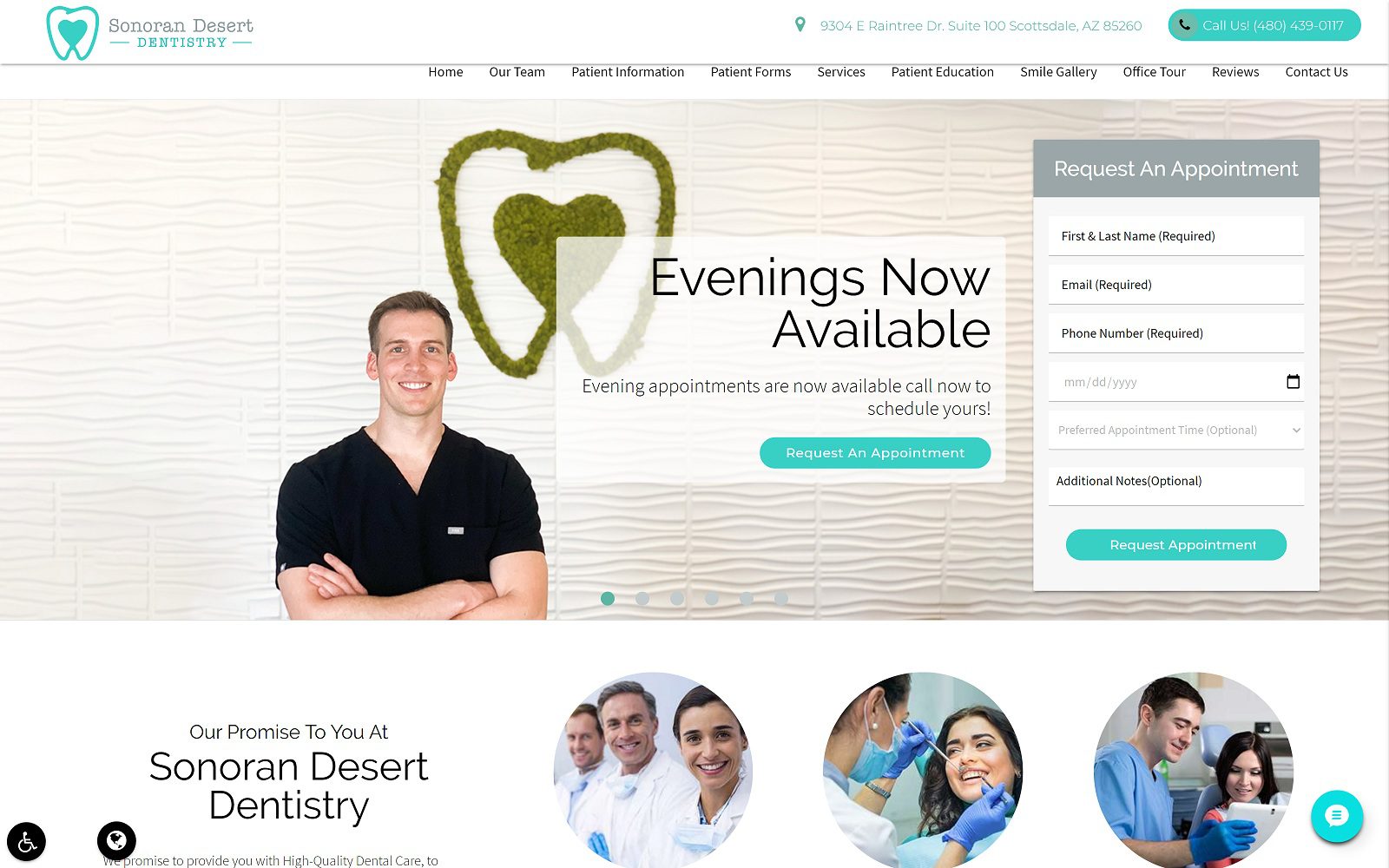 The screenshot of sonoran desert dentistry website