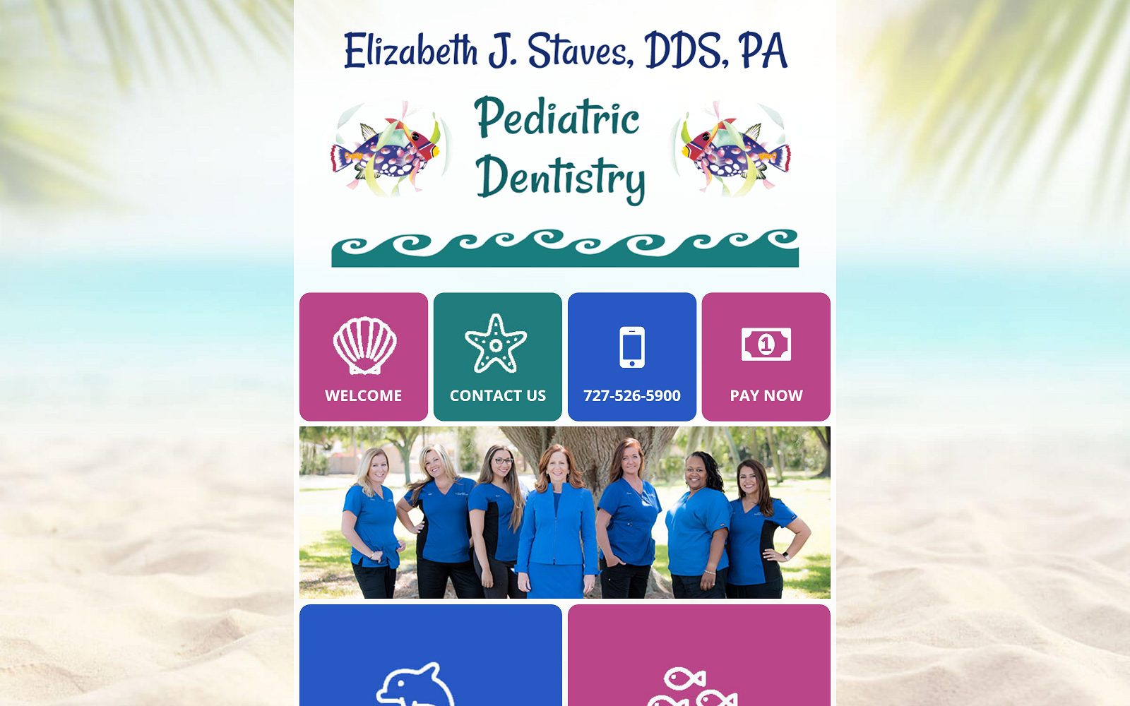 The screenshot of elizabeth staves dds website