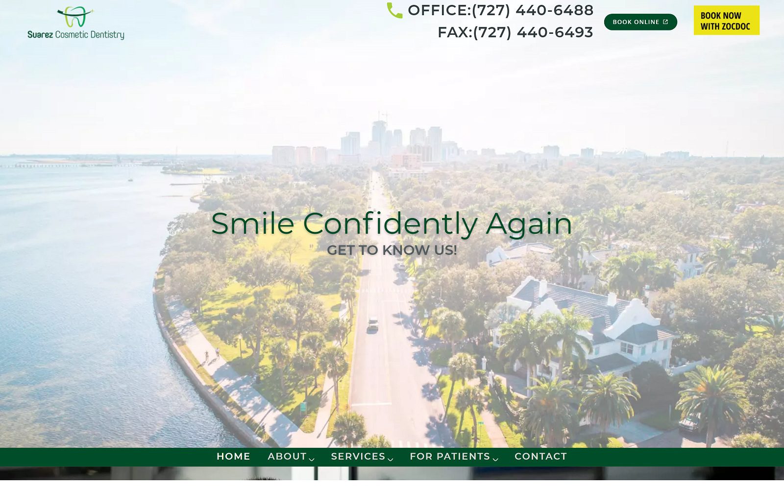 The screenshot of suarez cosmetic dentistry website