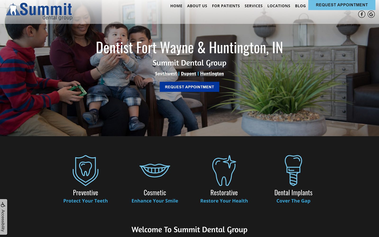 The screenshot of summit dental group website