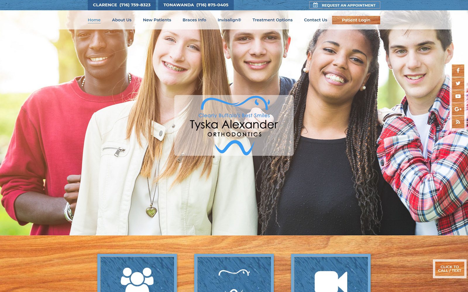 The screenshot of tyska alexander orthodontics website