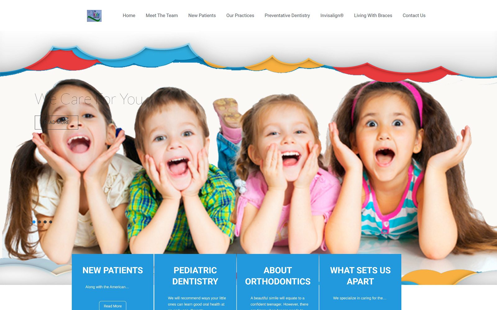 The screenshot of the kids' dentist dr. Robert matthews website