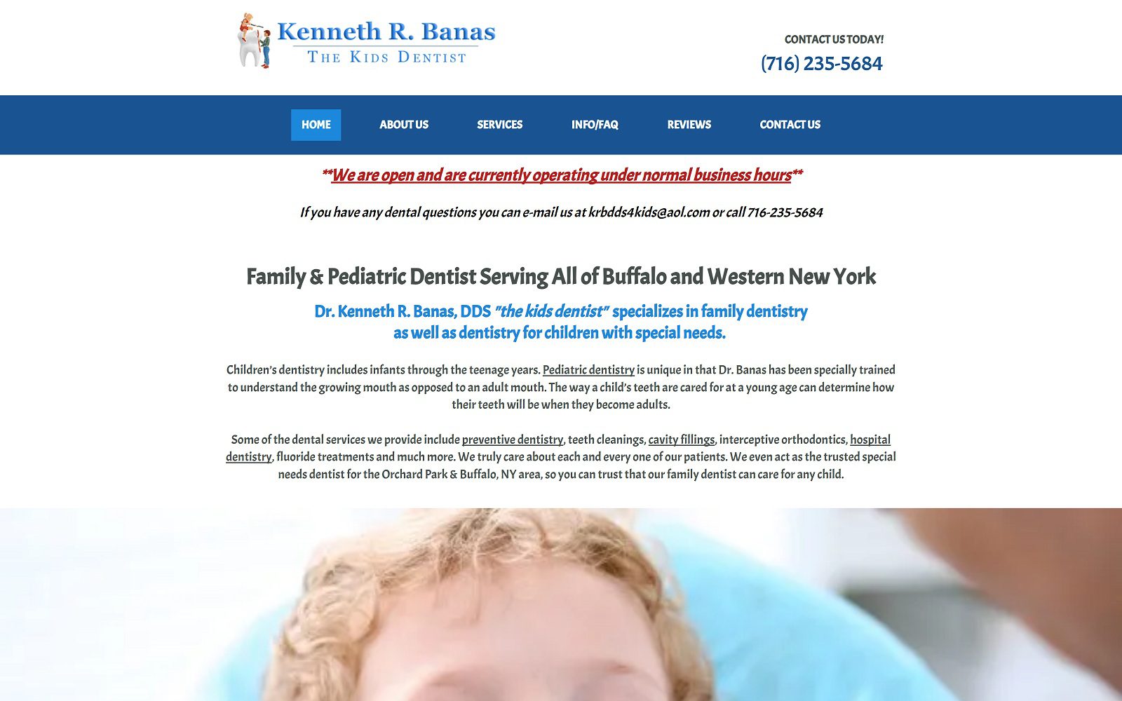 The screenshot of kenneth r banas dds website