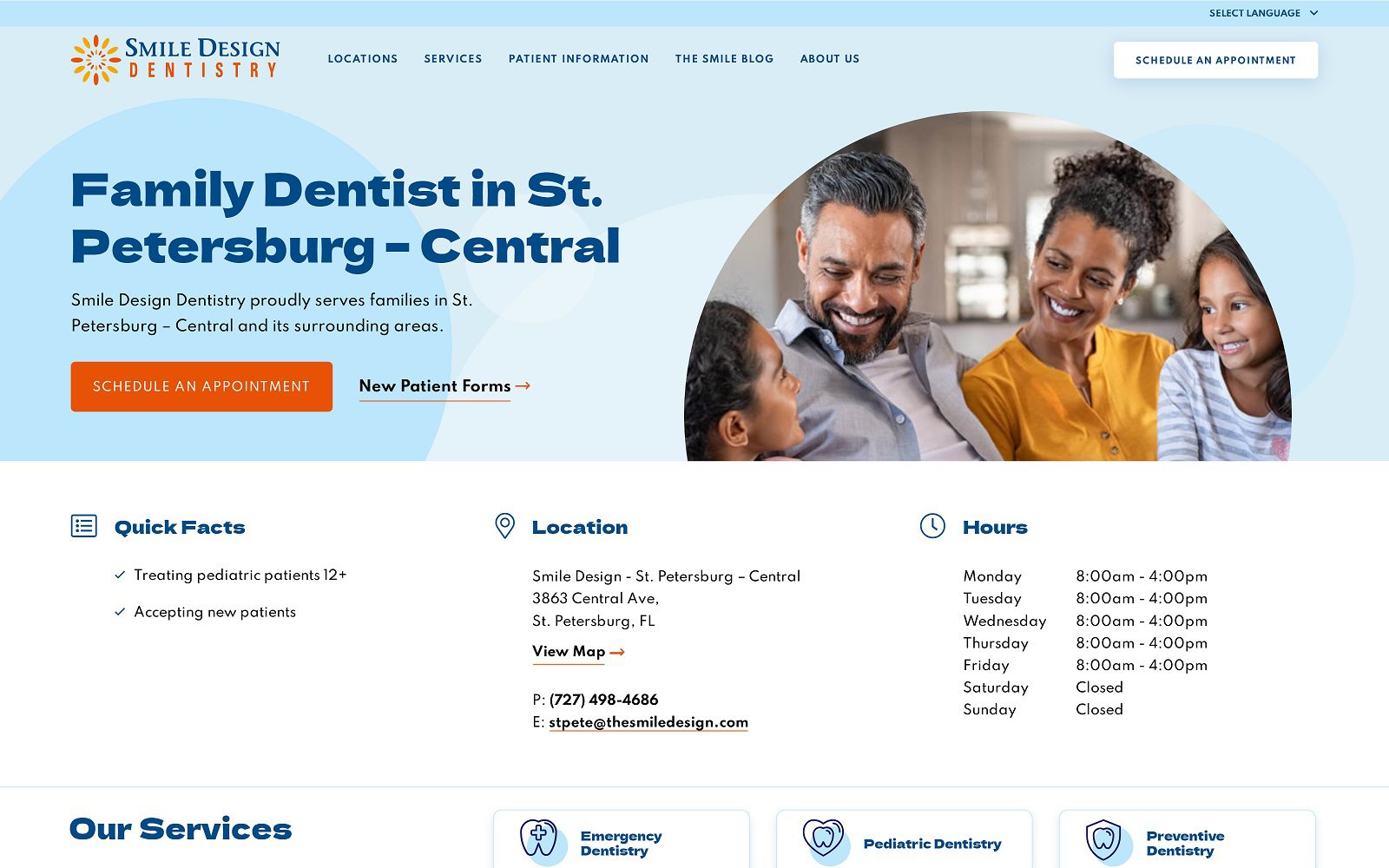 The screenshot of smile design dentistry website