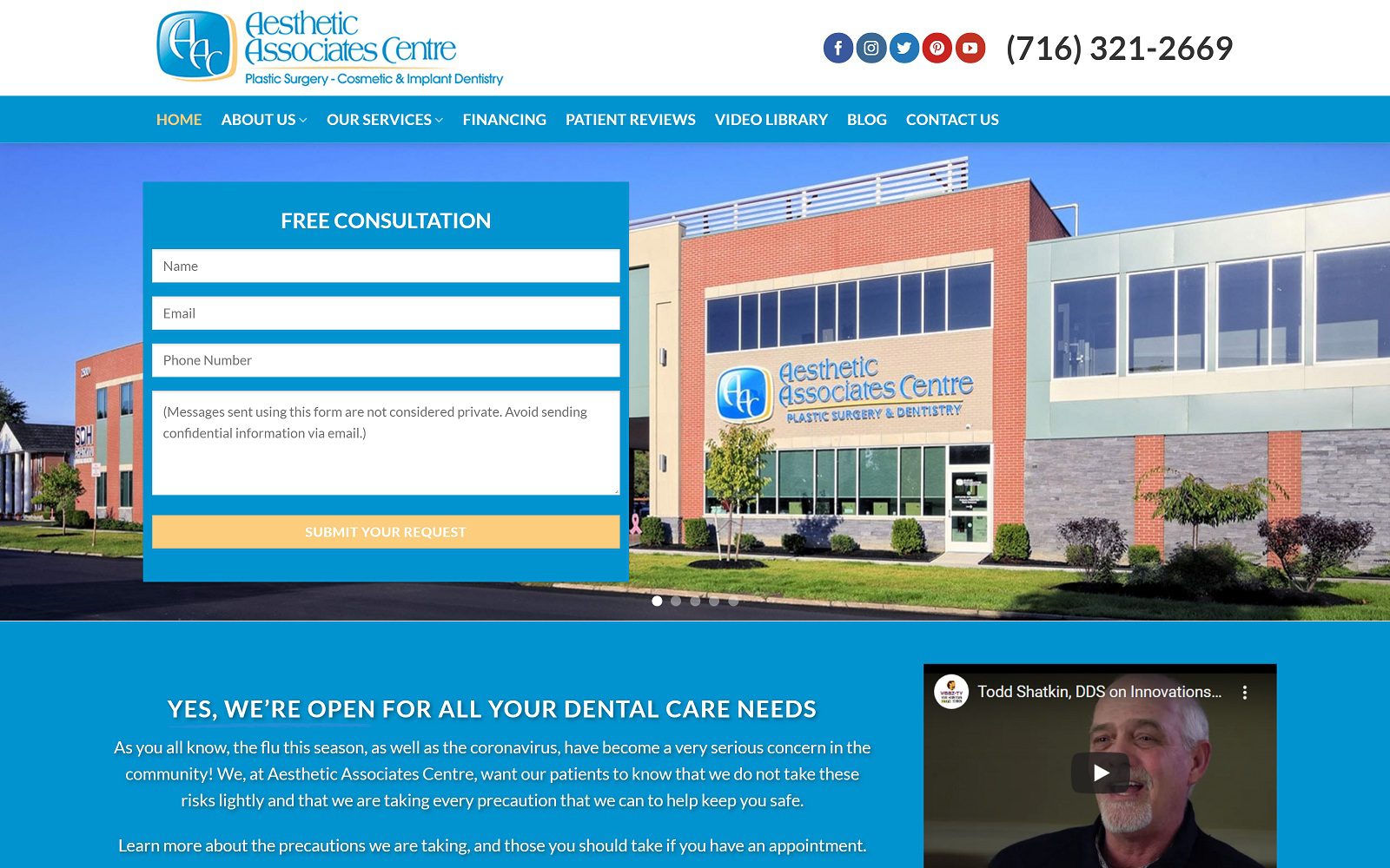 The screenshot of todd e. Shatkin, dds website