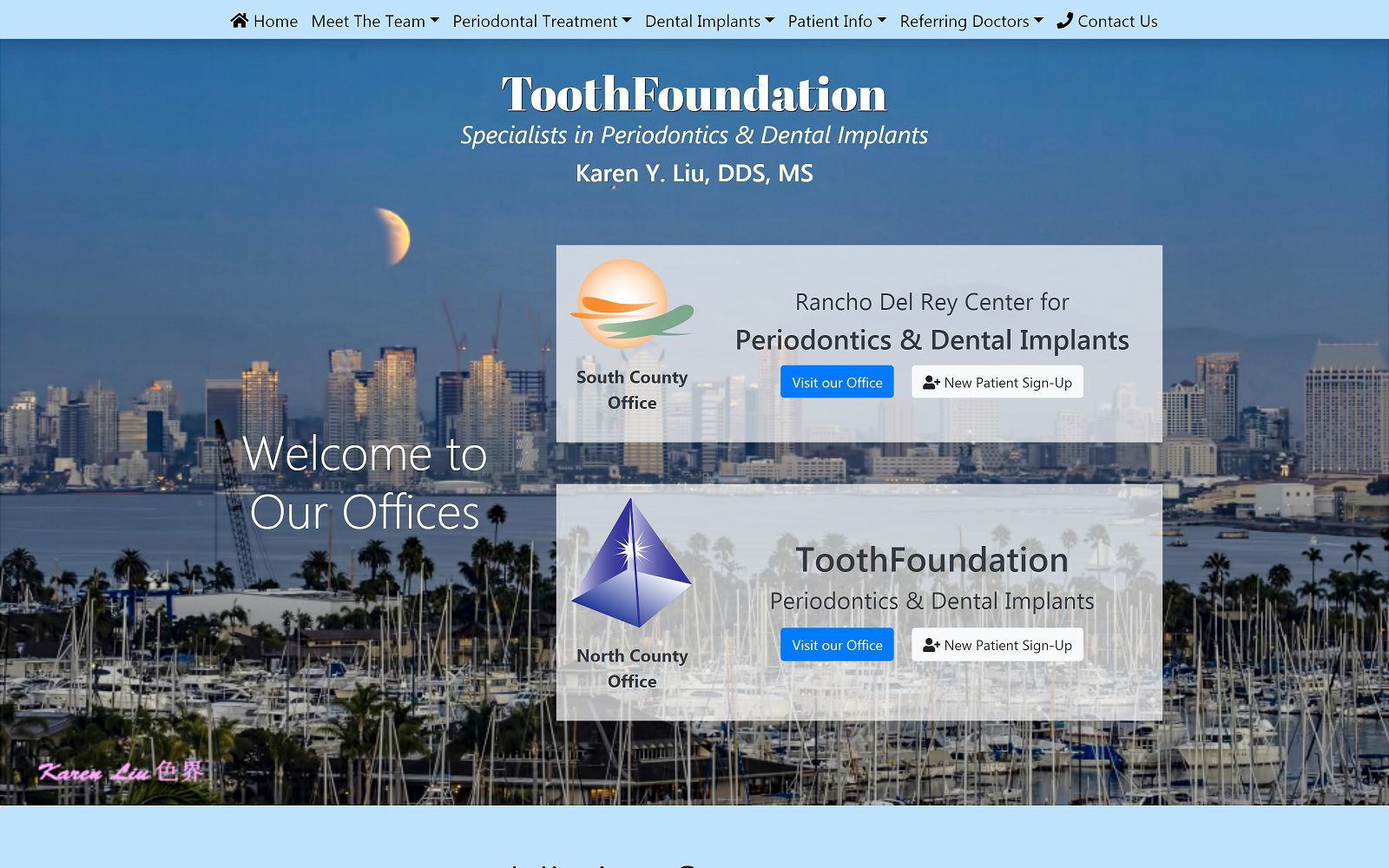 The screenshot of toothfoundation - dr. Karen liu website