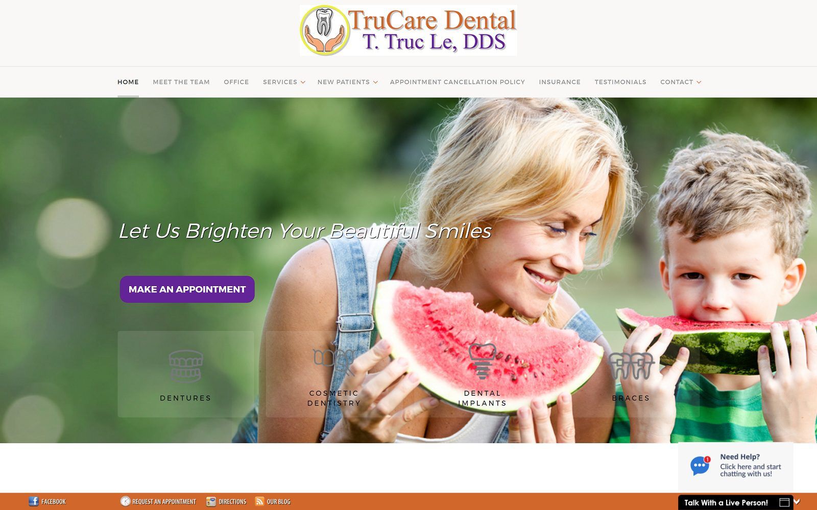 The screenshot of trucare dental: t. Truc le, dds website
