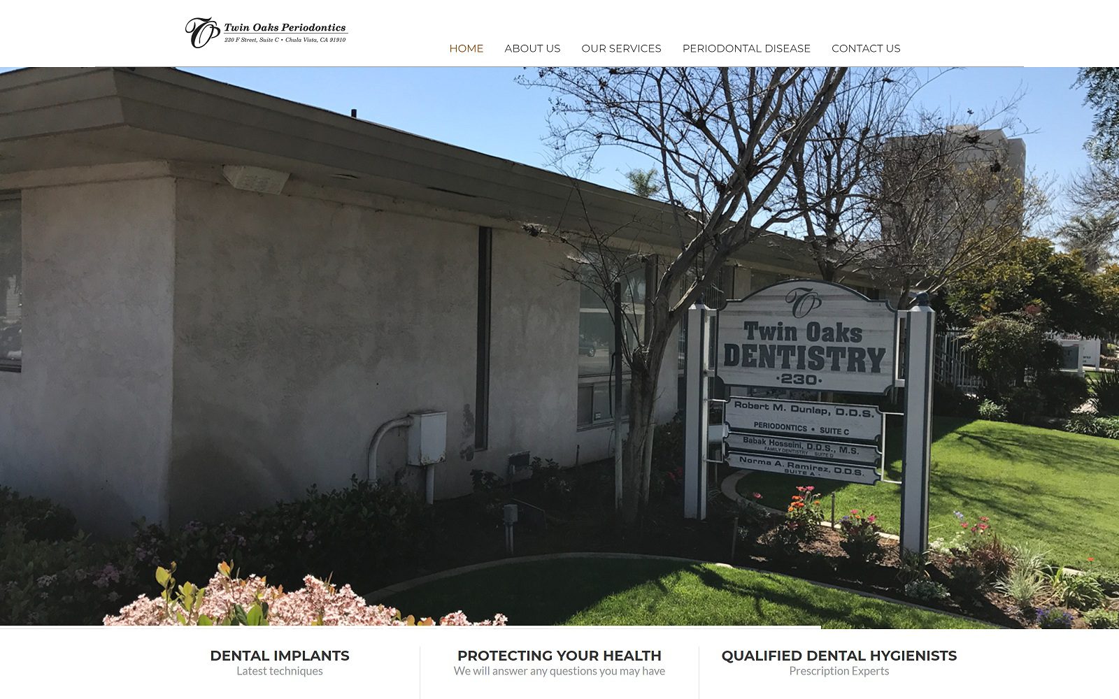 The screenshot of twin oaks periodontics website