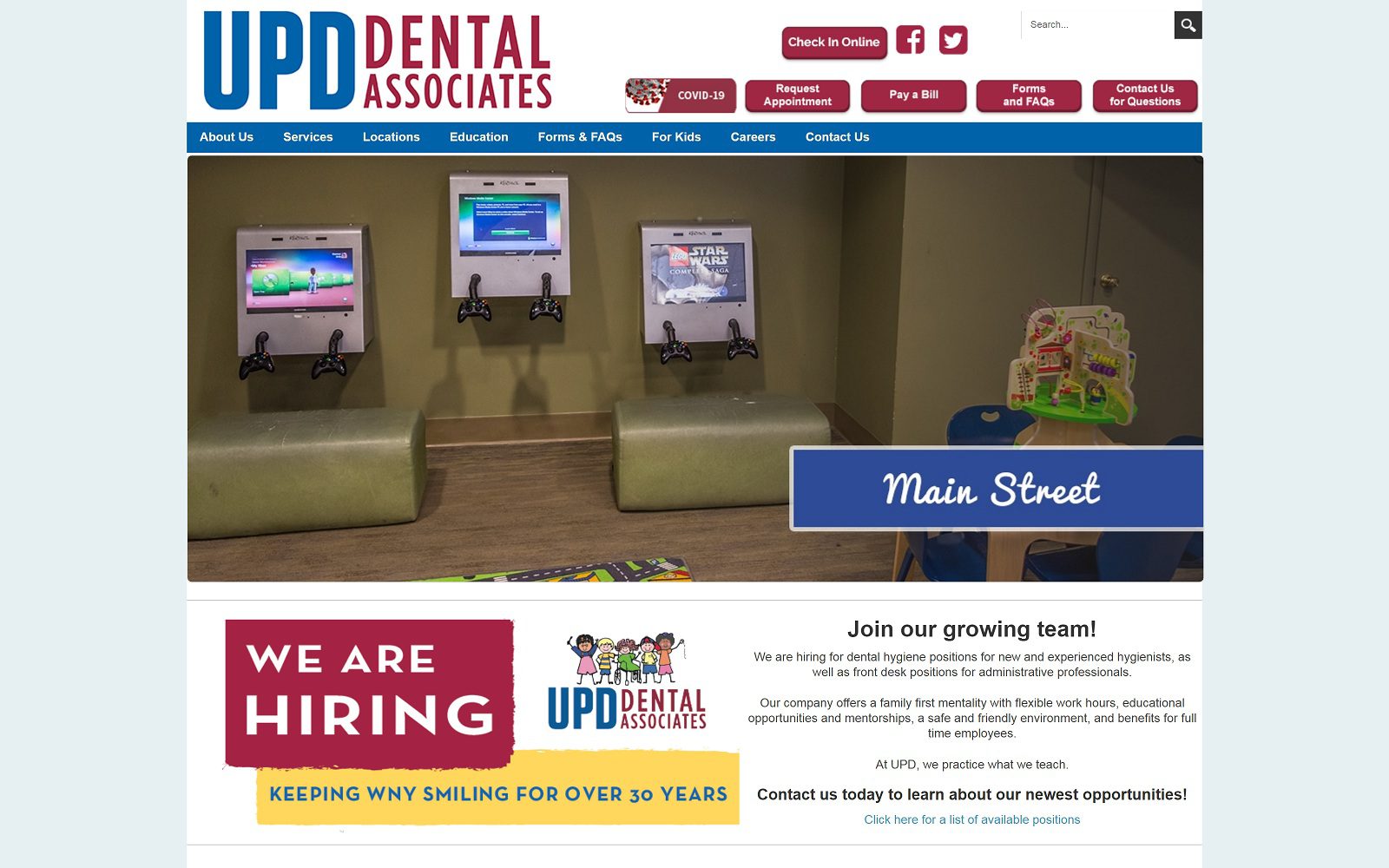 The screenshot of university pediatric dentistry website