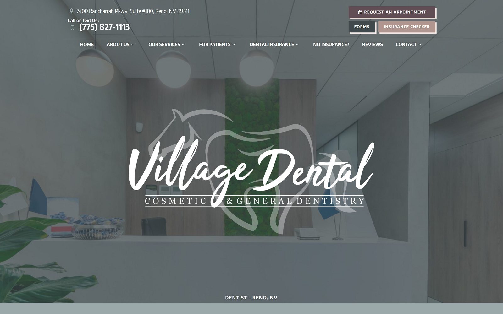 The screenshot of village dental website