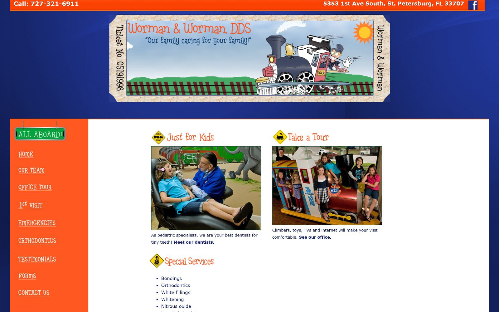 The screenshot of worman & worman dentistry for children website