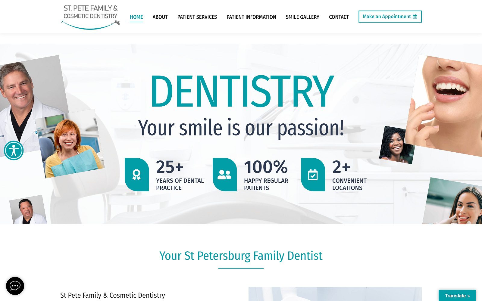 The screenshot of st. Pete family & cosmetic dentistry website