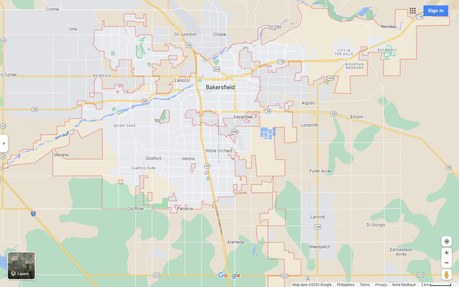Bakersfield CA map