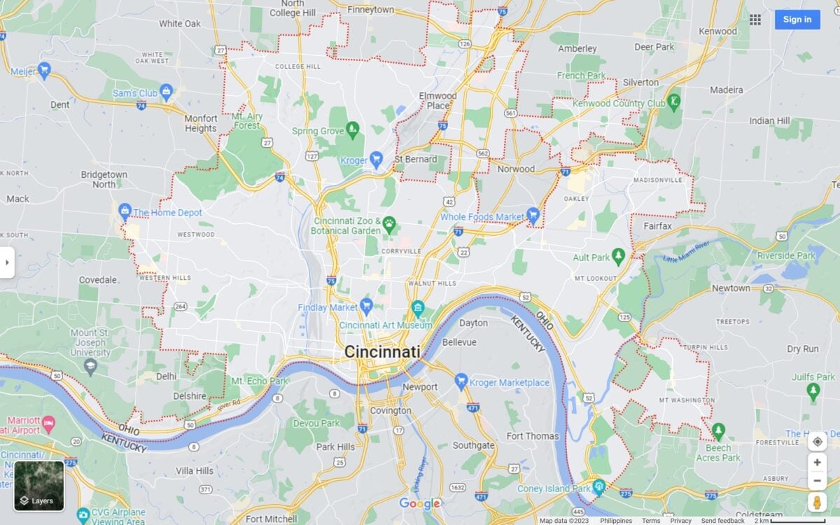 Cincinnati OH map