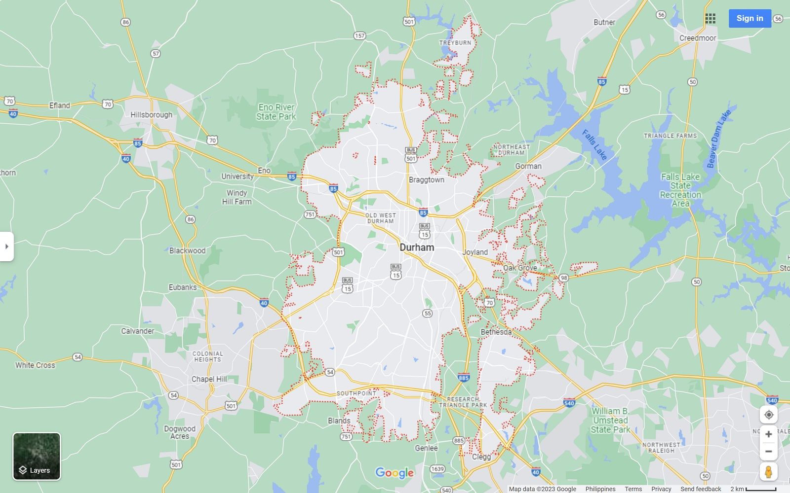 Durham NC map