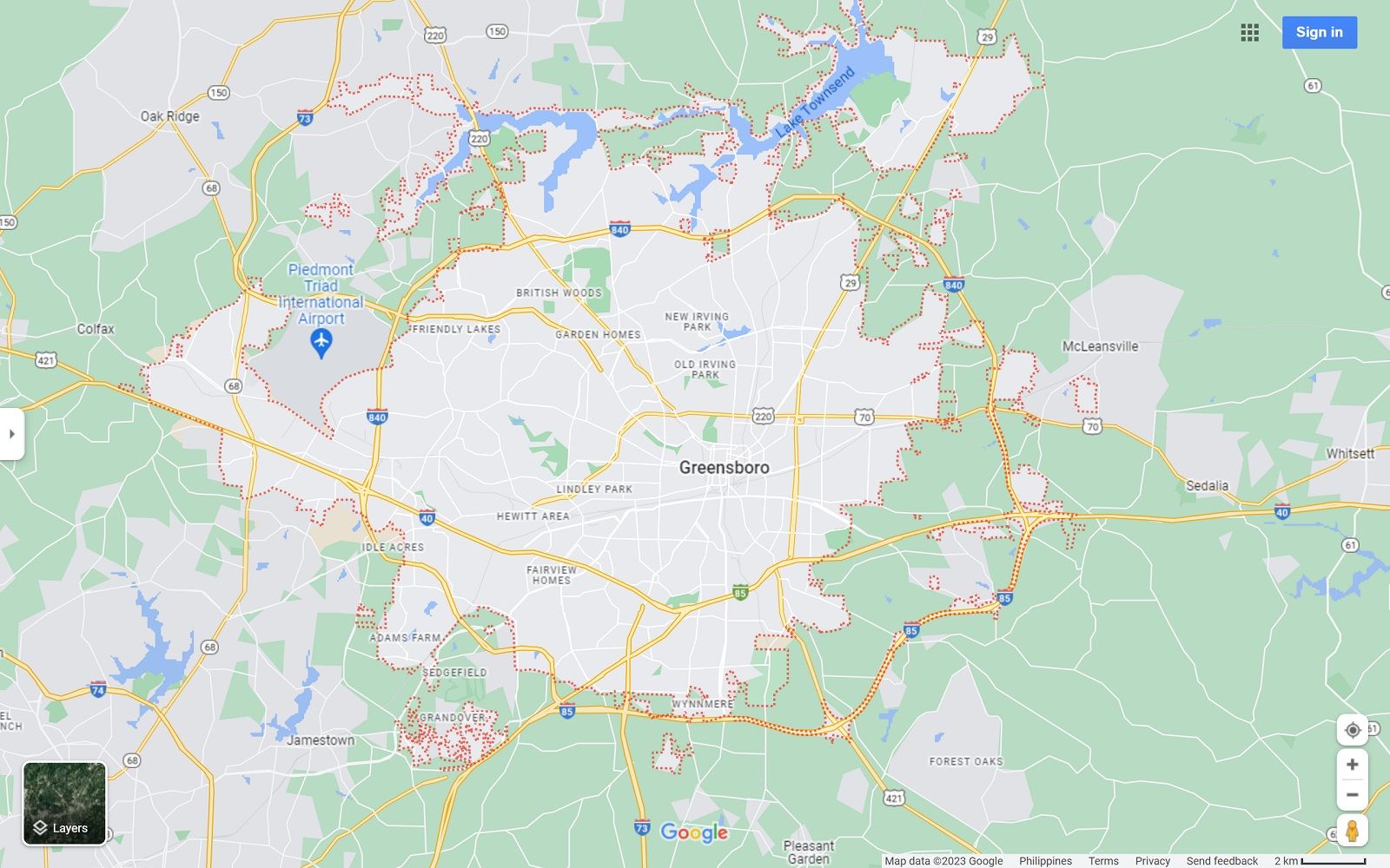 Greensboro NC map