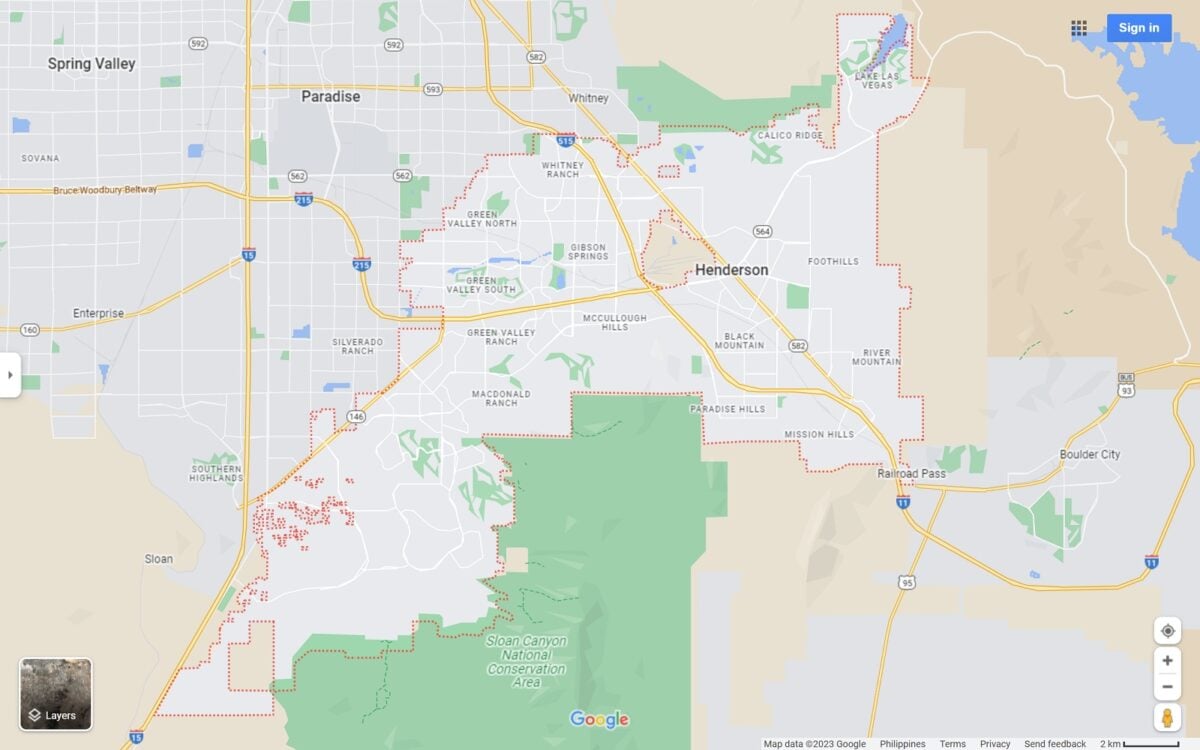 Henderson NV map