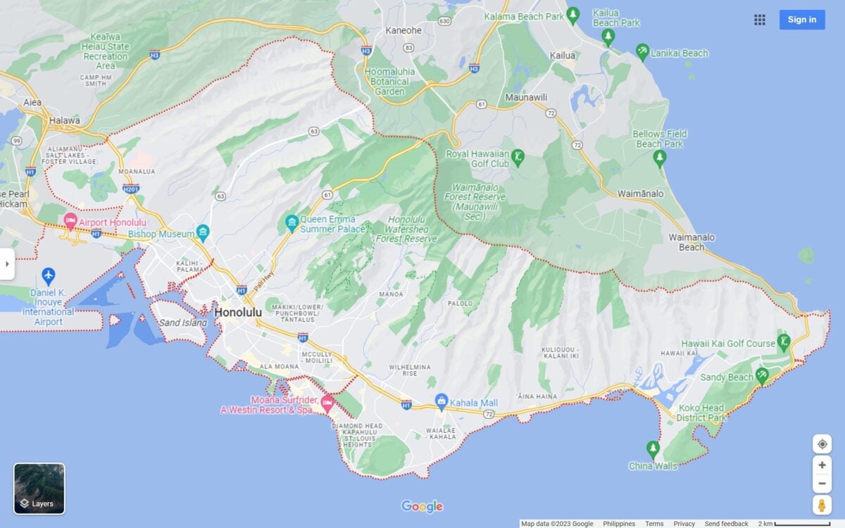 Honolulu Hawaii map