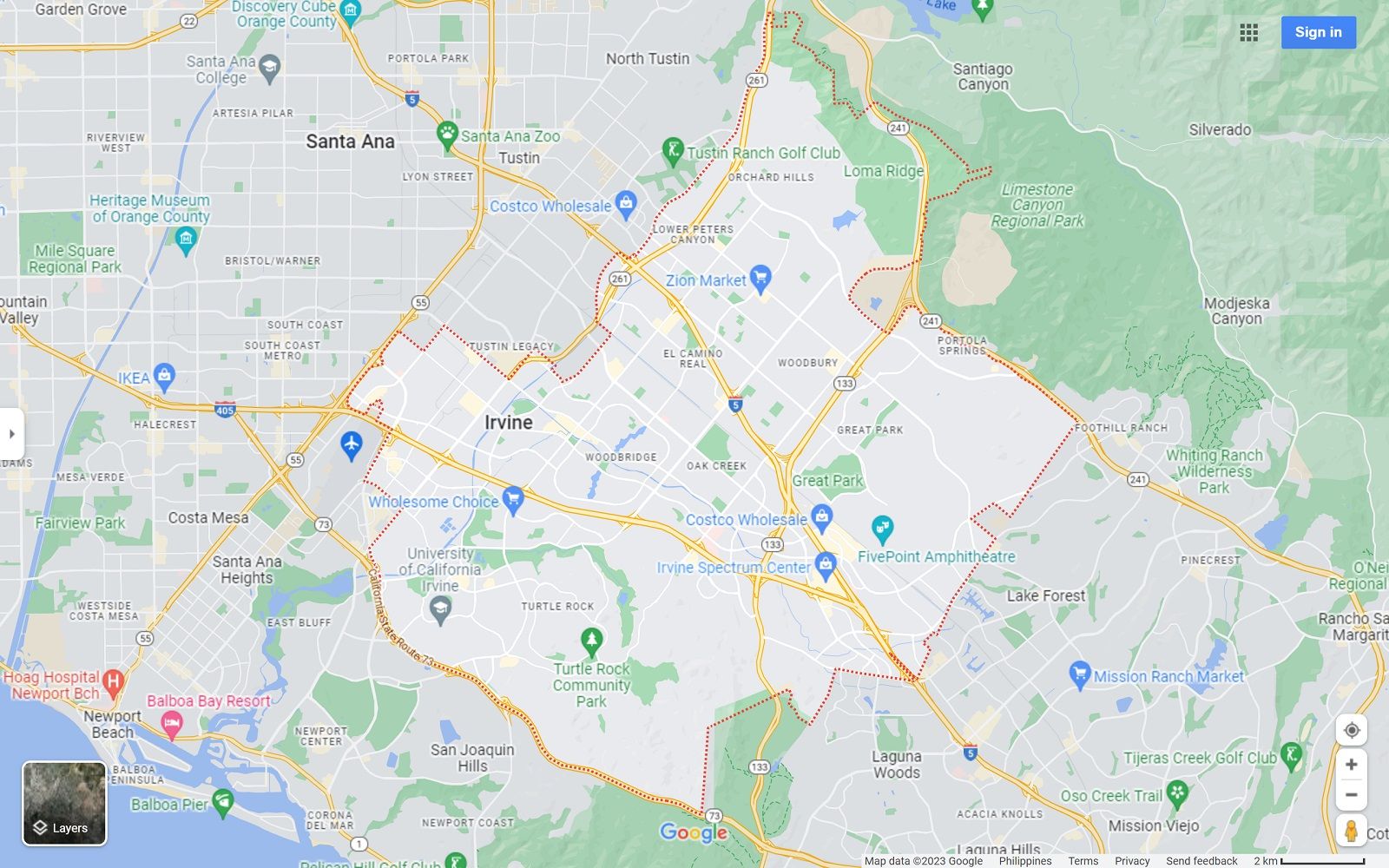 Irvine CA map