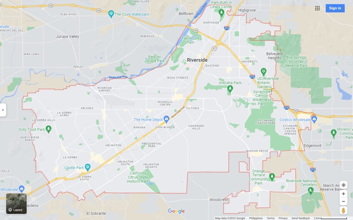 Riverside California map