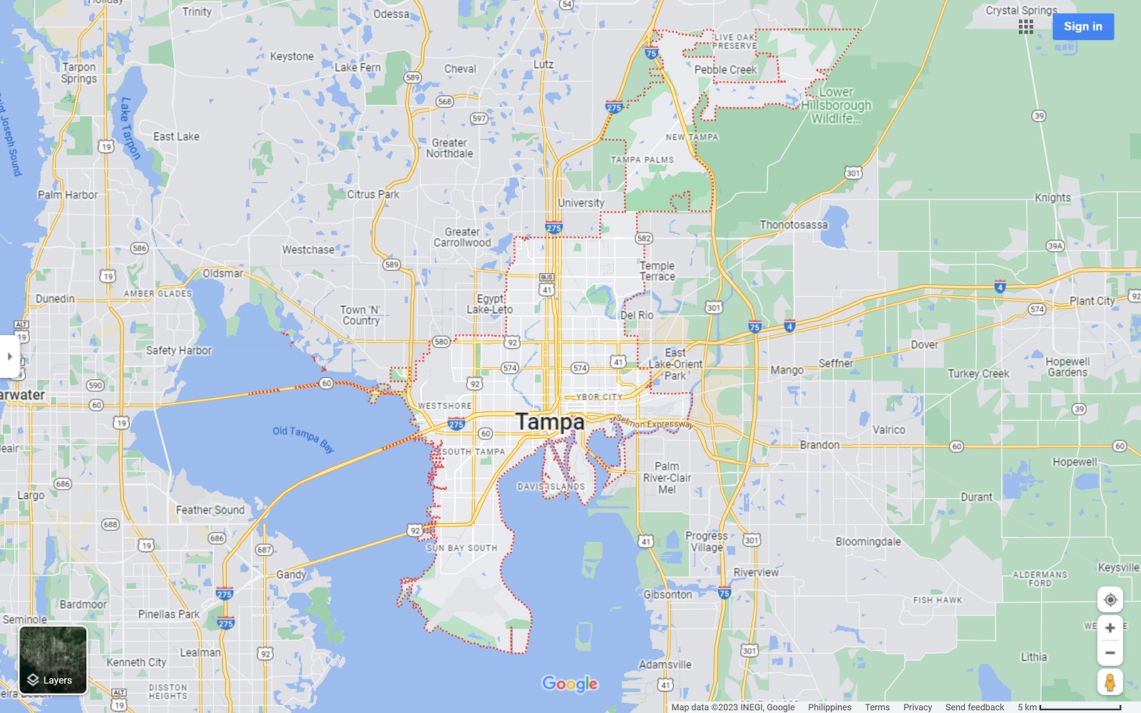 Tampa FL map