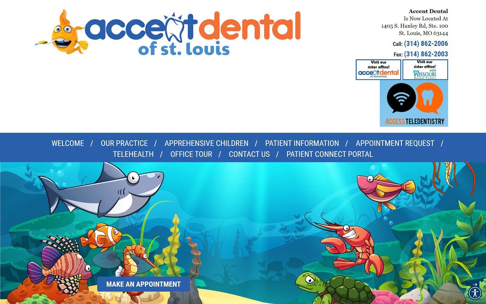 The screenshot of accent dental stl website